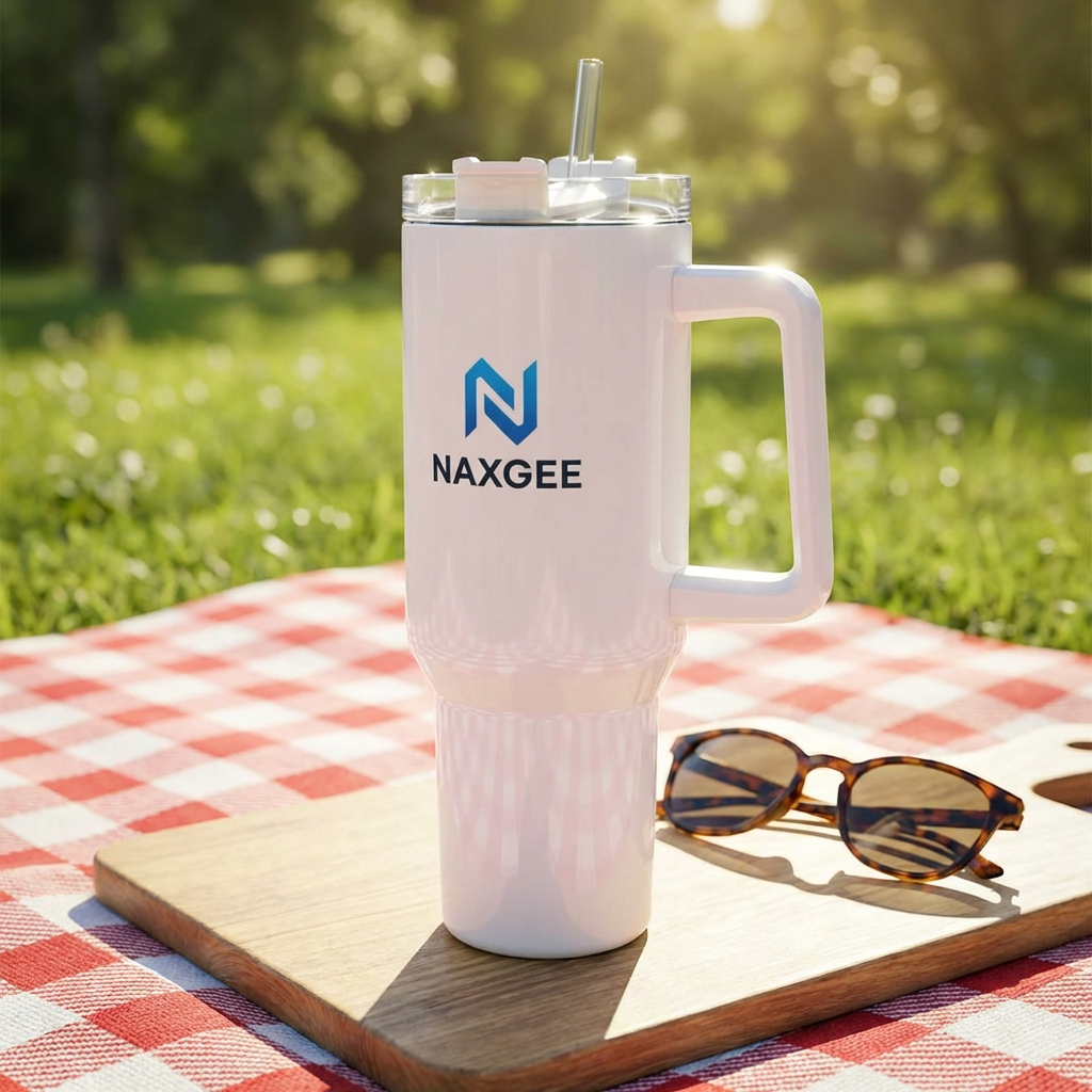 40oz NaxGee Logo Travel Tumbler — Insulated Stainless Steel Mug with Straw