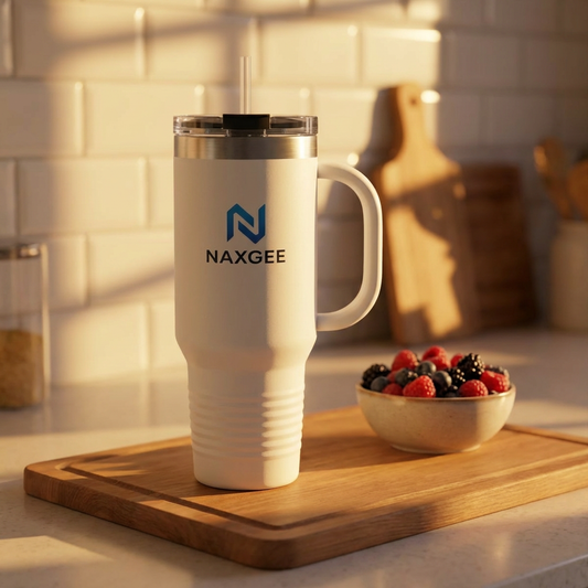 NaxGee 40oz Insulated Travel Mug — Large Stainless Steel Tumbler with Straw & Handle